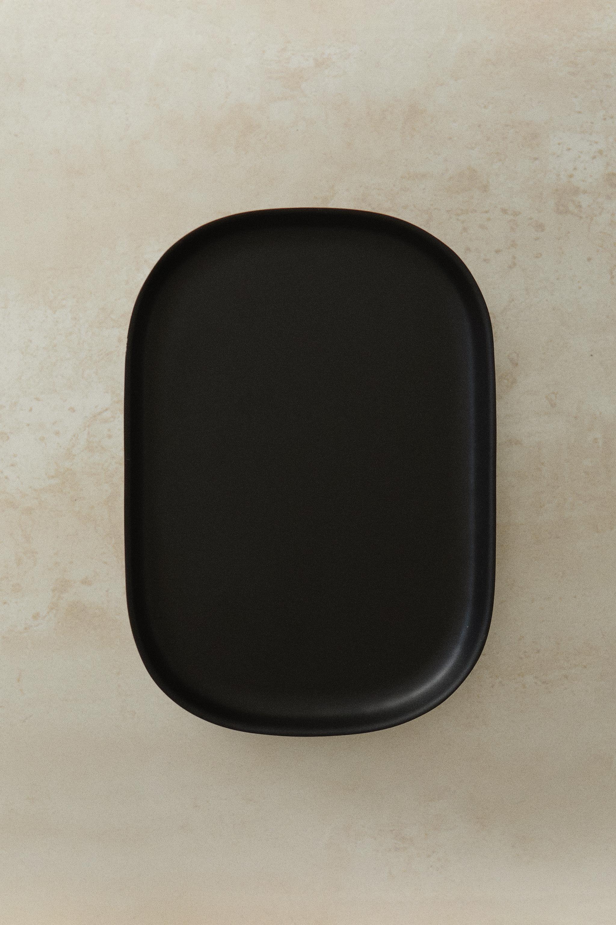 BLACK RESIN BATHROOM TRAY